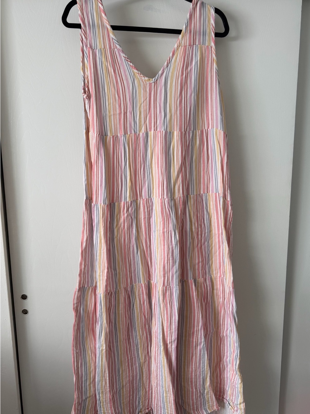 Marine Layer Woman’s Pastel Multi-Stripe Tiered Sundress